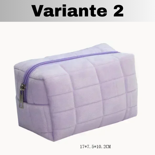 🧳Borsa Beauty-case con cerniera, tinta unita, per il trucco in pelliccia. Comoda, Capiente.