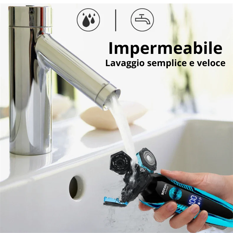 "Rasoio Elettrico con Display LCD e Trimmer Nasale: Compatto, Potente e Ricaricabile"