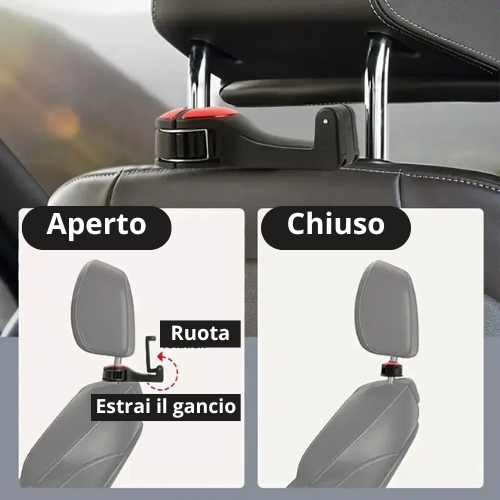 Supporto per telefono cellulare con gancio porta oggetti per passeggero posteriore. Supporto per auto gancio multifunzionale 2 in 1 per poggiatesta.