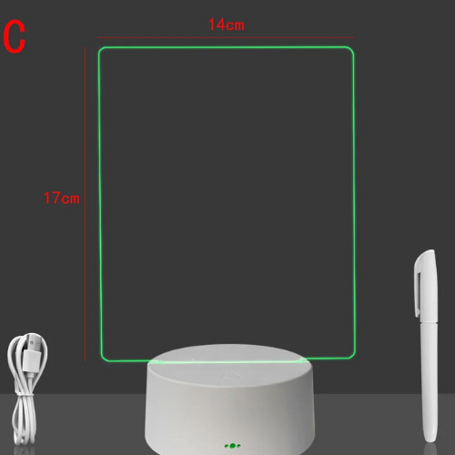 Lavagna in acrilico per appunti e disegno , lampada LED, USB, cancellabile, con telecomando. 7/16 colori intercambiabili a piacere.
