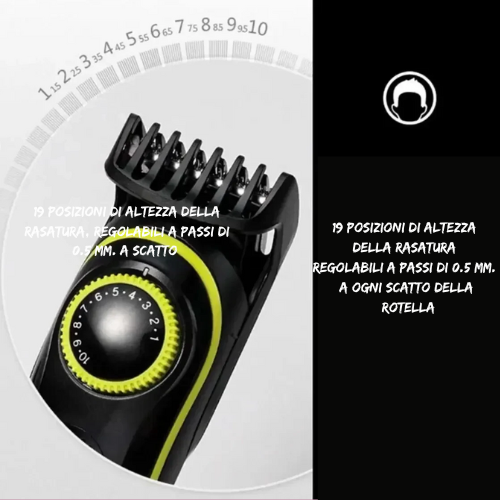 Tagliacapelli e Rasoio Elettrico 2 in 1 - Multifunzione Ricaricabile con Trimmer per Peli Nasali e Schermo LCD.