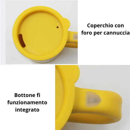 Tazza automatica in acciaio inossidabile con mescolatore da 400 ml. Per mescolare caffè, latte e succhi.