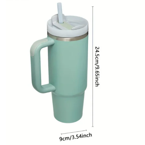 Thermos/Bottiglia da 900 ml in acciaio inossidabile con manico, coperchio e cannuccia.