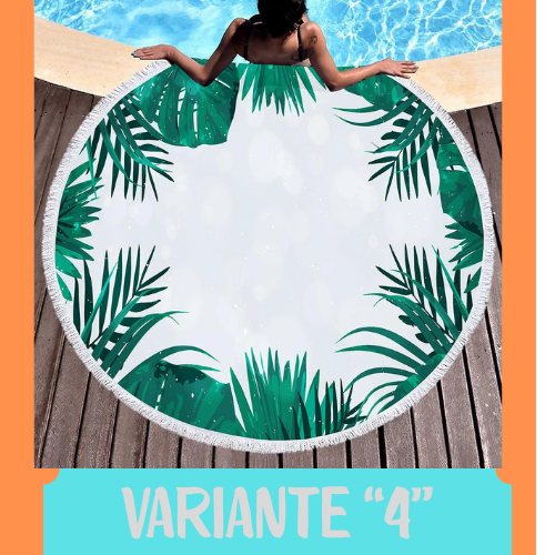 Palm Leaf Round Beach Towel,Superfine Polyester Sand Resistant Beach Blanket,Absorbent Quick Dry Pool Towel Portable Picnic Mat