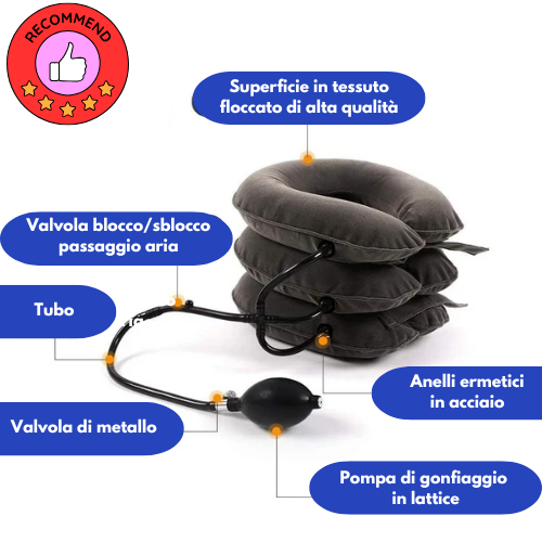 Collare di Trazione Cervicale Gonfiabile – Sollievo per Dolori al Collo, Spalle e Cervicale | Regolabile per Decompressione, Postura e Relax.