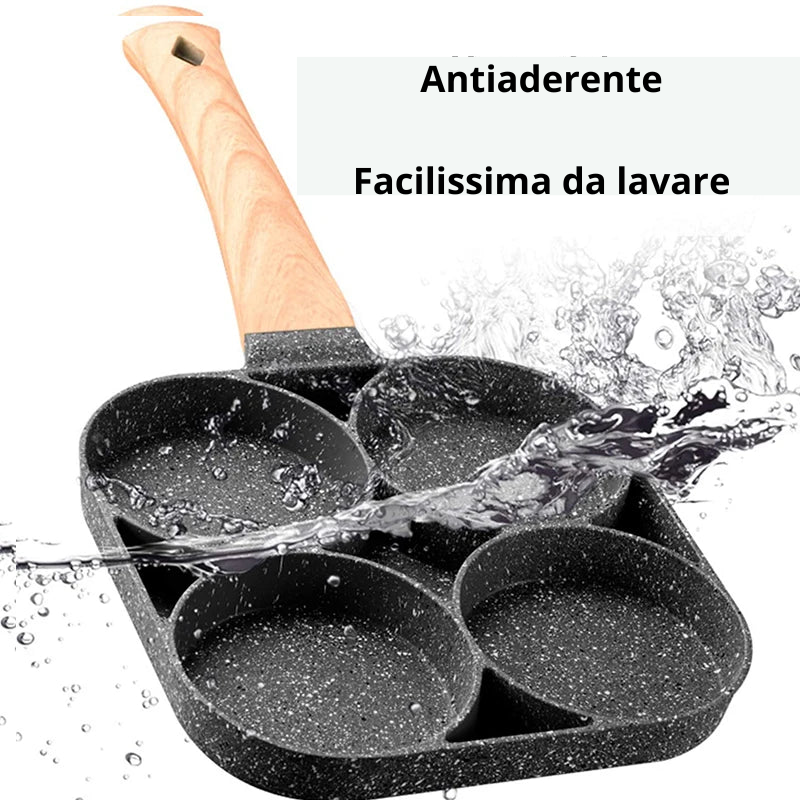 Padella 4 tazze in ceramica antiaderente. Ottima per cucinare per uova, carne.