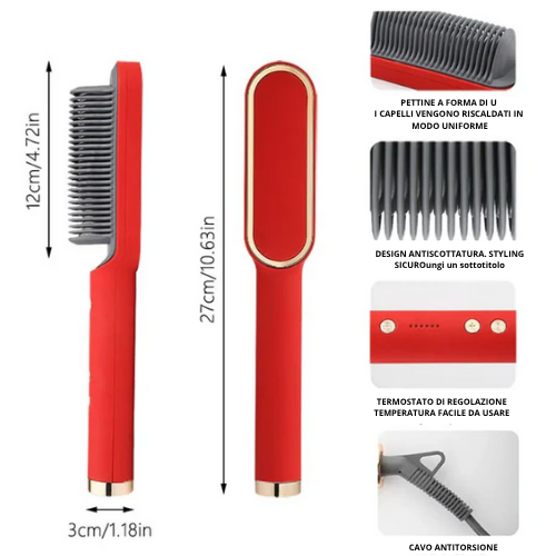 Piastra per lisciare i capelli multifunzionale. Pettine agli ioni negativi per lo styling antiscottatura.