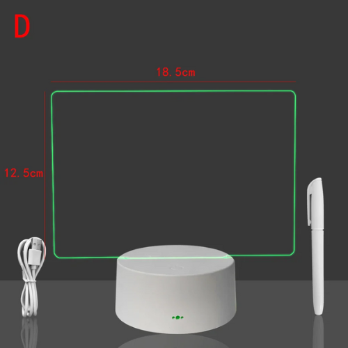 Lavagna in acrilico per appunti e disegno , lampada LED, USB, cancellabile, con telecomando. 7/16 colori intercambiabili a piacere.