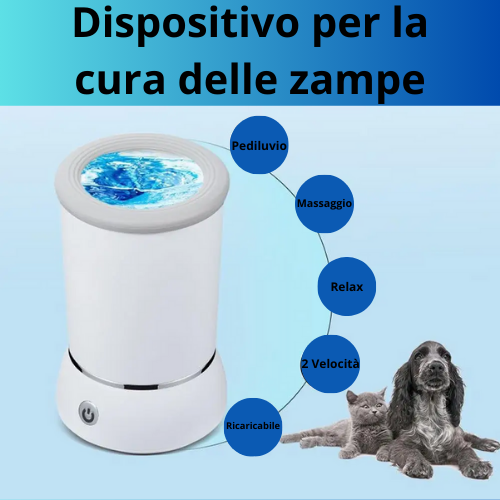 Lavatrice elettrica portatile per pulizia zampe di cani-gatti. Ricaricabile tramite USB, progettato per cani di piccola e media taglia e gatti.
