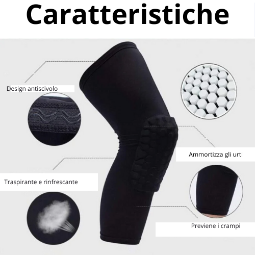 Ginocchiere e gomitiere per bambini con maniche a compressione a nido d'ape. Protezioni sportive per basket, calcio, etc.