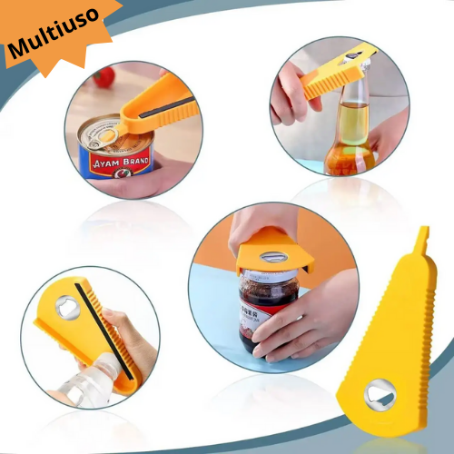 Apriscatole, apribottiglie multifunzionale. Cavatappi 4 in 1 ergonomico e resistente.