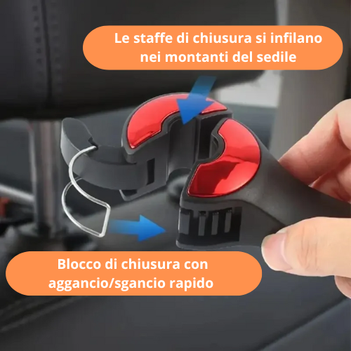 Supporto per telefono cellulare con gancio porta oggetti per passeggero posteriore. Supporto per auto gancio multifunzionale 2 in 1 per poggiatesta.