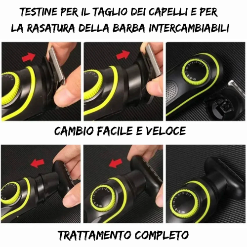 Tagliacapelli e Rasoio Elettrico 2 in 1 - Multifunzione Ricaricabile con Trimmer per Peli Nasali e Schermo LCD.
