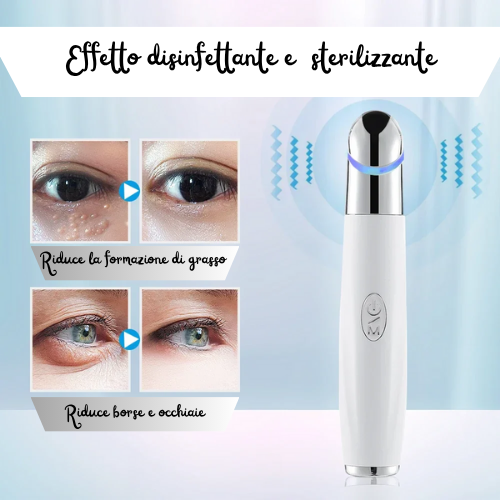 Massaggiatore Occhi e Viso IPL | Luce Rossa, Blu e Viola | Vibrazione Calda a 42°C | Ricaricabile, Portatile, con Base Sterilizzante | Anti-Occhiaie e Anti-Gonfiore.