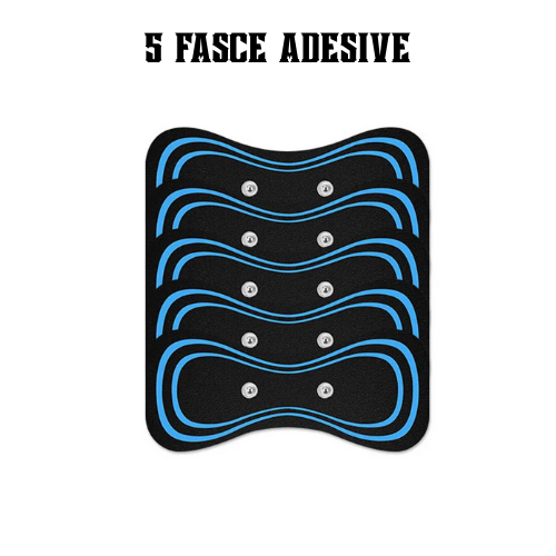"Fascia adesiva" per massaggiatore portatile EMS per collo, per spalle, vita e gambe. Kit con fascia, elettrodi e telecomando.