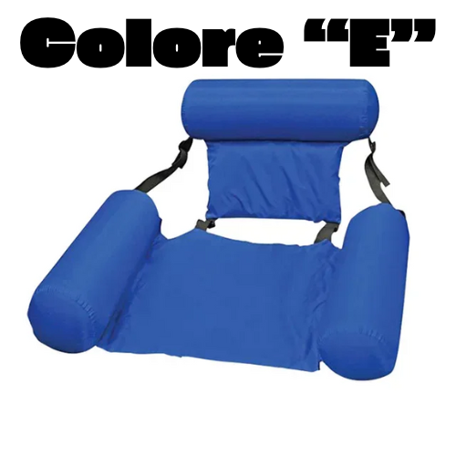 Materassino “sedia” mare-piscina, gonfiabile. Robusta e leggera, in vari colori, per un relax a 360°.