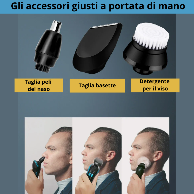 "Rasoio Elettrico con Display LCD e Trimmer Nasale: Compatto, Potente e Ricaricabile"
