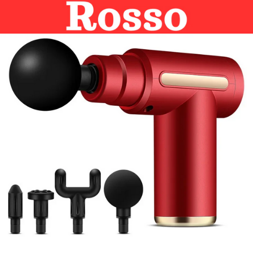 Massaggiatore a pistola con 4 testine cambiabili. Sollievo Muscolare Profondo, Sempre a Portata di Mano. Velocità regolabile a Sei Marce.