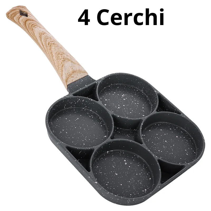 Padella 4 tazze in ceramica antiaderente. Ottima per cucinare per uova, carne.