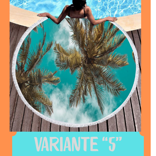 Palm Leaf Round Beach Towel,Superfine Polyester Sand Resistant Beach Blanket,Absorbent Quick Dry Pool Towel Portable Picnic Mat