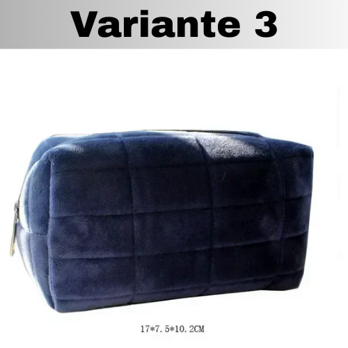 🧳Borsa Beauty-case con cerniera, tinta unita, per il trucco in pelliccia. Comoda, Capiente.