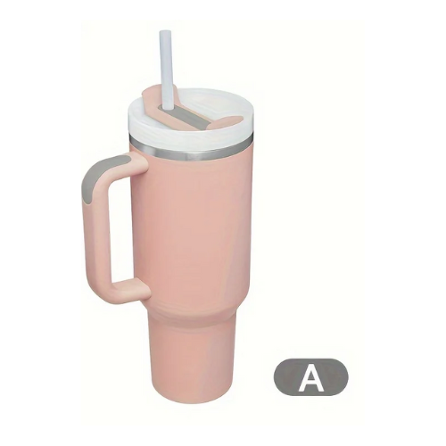 Thermos/Bottiglia da 900 ml in acciaio inossidabile con manico, coperchio e cannuccia.