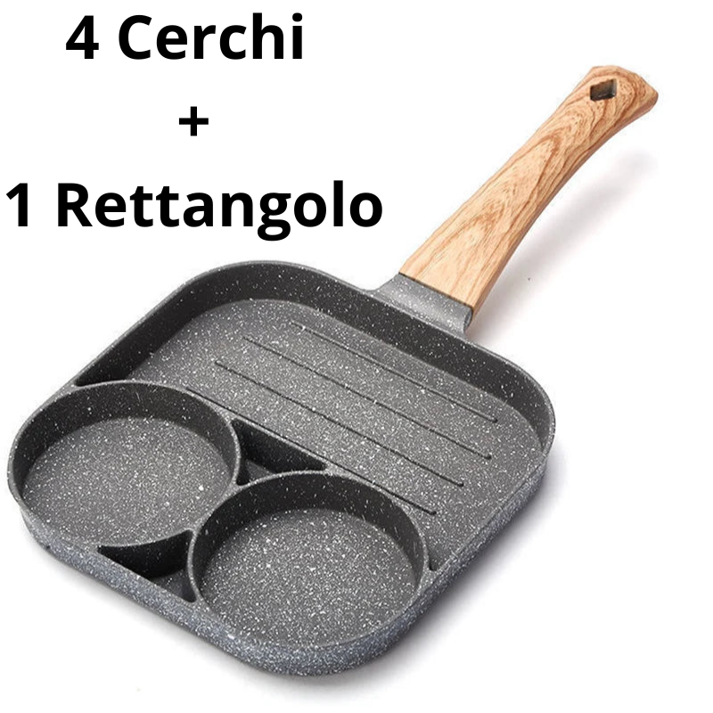 Padella 4 tazze in ceramica antiaderente. Ottima per cucinare per uova, carne.