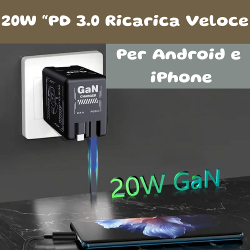 Caricabatterie ultra-veloce GaN 120W con cavo Lightning retrattile di tipo C, adattatore di ricarica rapida per iPhone 16, iPad, Samsung, Huawei.