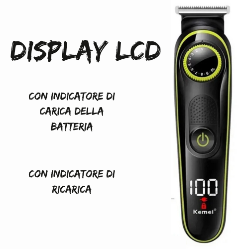 Tagliacapelli e Rasoio Elettrico 2 in 1 - Multifunzione Ricaricabile con Trimmer per Peli Nasali e Schermo LCD.