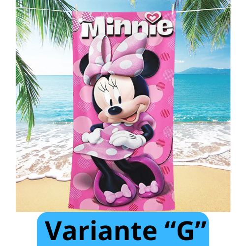 Asciugamano per bambine con immagini cartone animato “Minnie”. Varie immagini misure a scelta.