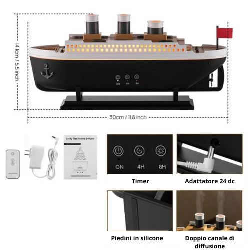 Titanic Ship Model Air Humidifier Home 250ml Remote Control Essential Oil Jellyfish Smoke Ring Spray Aroma Diffuser Humidifiers