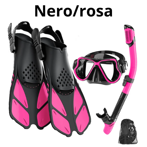 Mask Fin Snorkel Set Snorkeling Gear for Adults with Panoramic View Anti-Fog Mask Trek Fins Dry Top Snorkel and Gear Bag