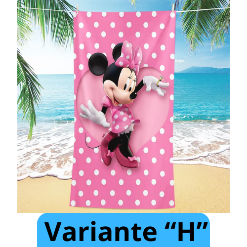 Asciugamano per bambine con immagini cartone animato “Minnie”. Varie immagini misure a scelta.