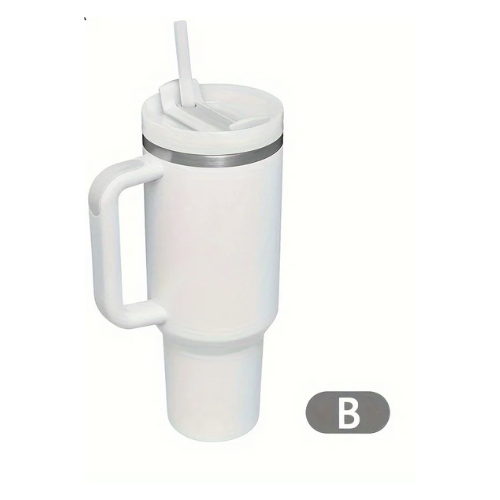 Thermos/Bottiglia da 900 ml in acciaio inossidabile con manico, coperchio e cannuccia.
