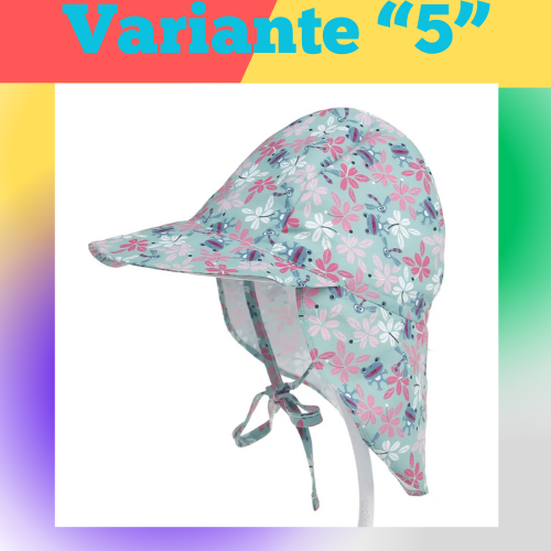 Cappello primavera/estate unisex per bambini con grande tesa e telo posteriore. Protezione a 360° in poliestere traspirante.