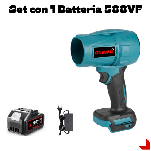 Soffiatore/Ventilatore elettrico turbo a batteria da 18 V. senza spazzole Potenza 2000W 200M/S, ideale per la rimozione di polvere, foglie.