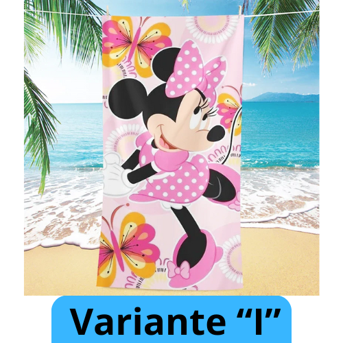 Asciugamano per bambine con immagini cartone animato “Minnie”. Varie immagini misure a scelta.