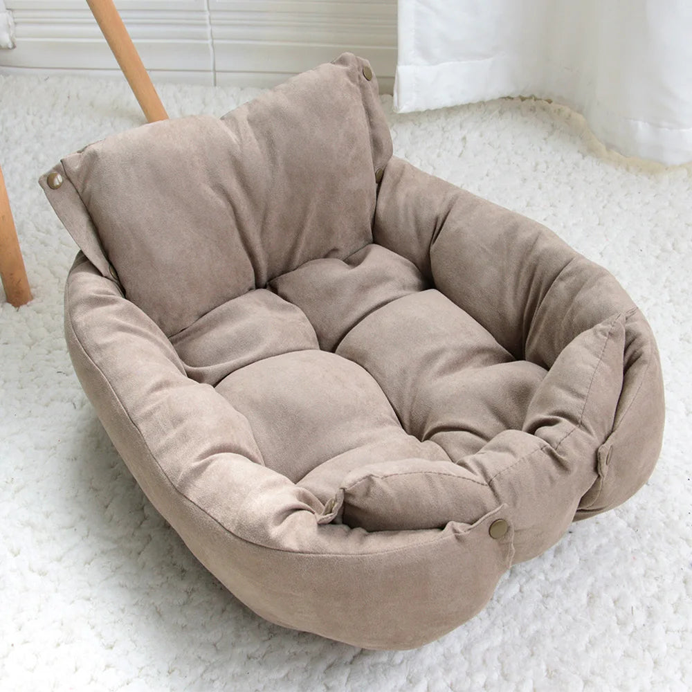 🐾 Cuccia con Cuscino per Cani e Gatti – 100% Cotone | Lavabile in Lavatrice 3 in 1: letto, divano e sofà.