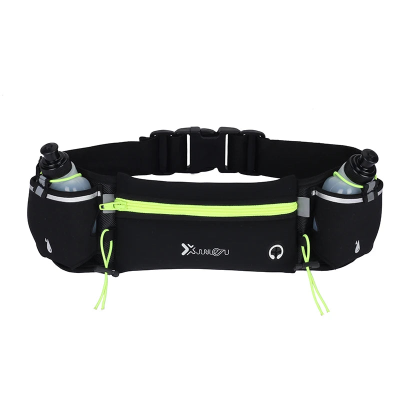 Marsupio sportivo con borracce. Progettato per gli amanti della corsa, del trekking e delle attività outdoor.