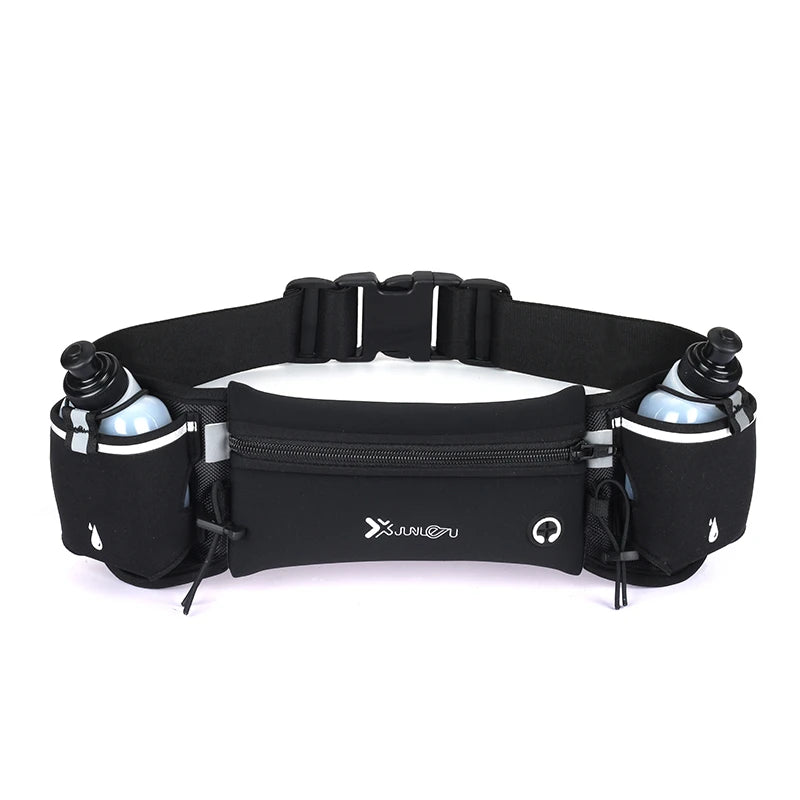 Marsupio sportivo con borracce. Progettato per gli amanti della corsa, del trekking e delle attività outdoor.