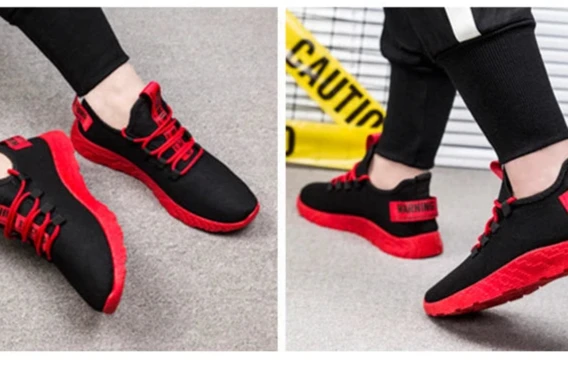 Scarpa sportiva primavera/estate da uomo, traspirante, morbida e resistente. Misura dal 39 al 47, disponibile rossa, gialla e nera.