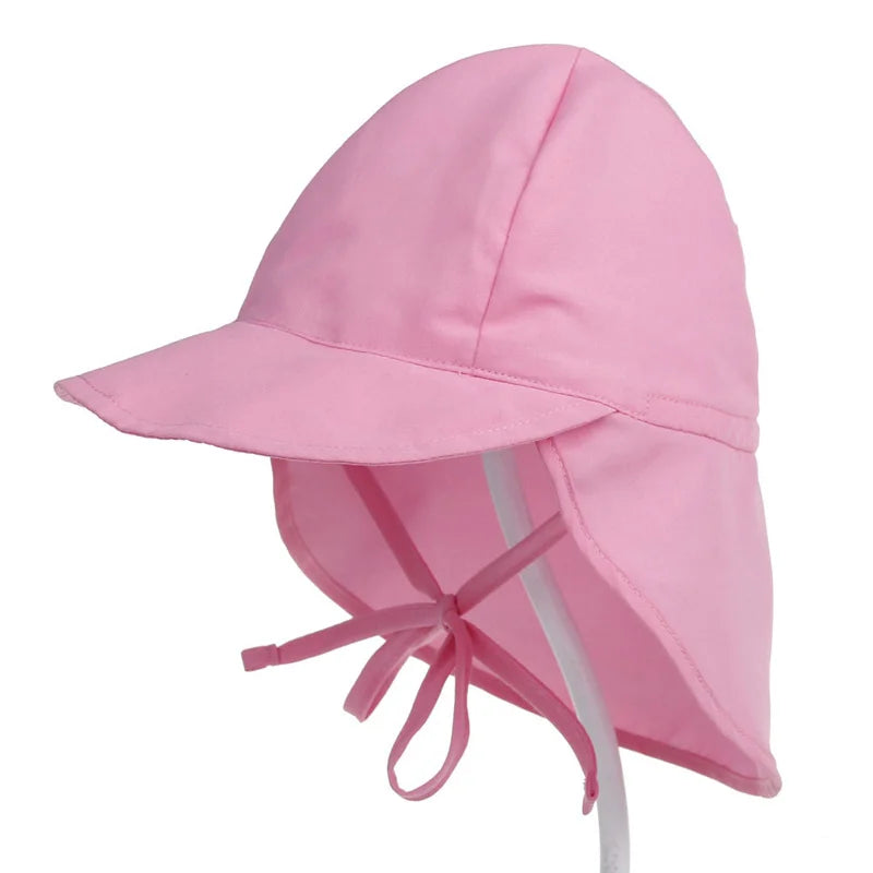 Cappello primavera/estate unisex per bambini con grande tesa e telo posteriore. Protezione a 360° in poliestere traspirante.