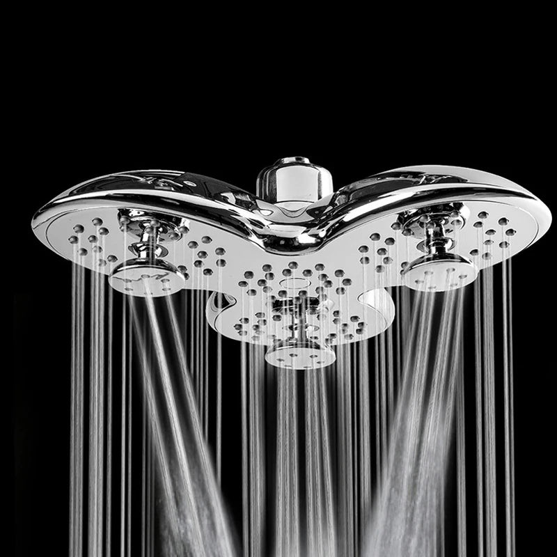 Soffione doccia in ABS da 10 pollici a forma di petalo regolabile a cascata con 3 funzioni.