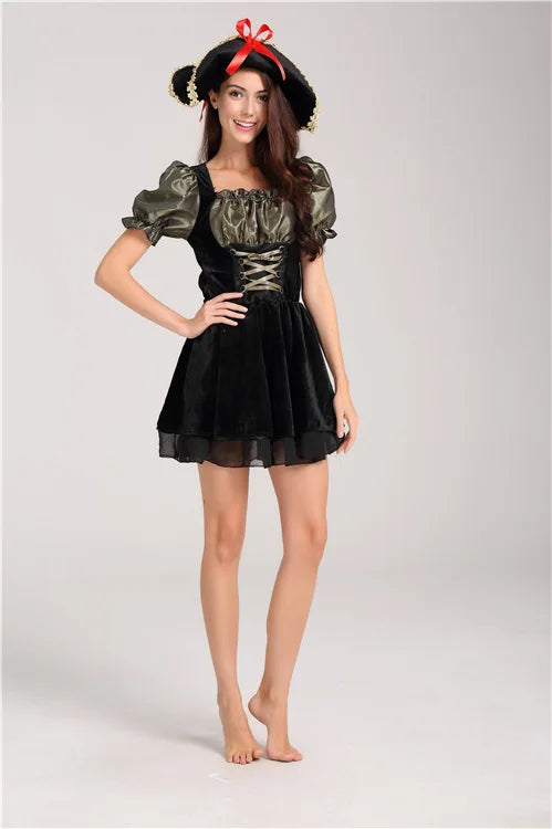 Abito pirata da donna. Ideale come costume per carnevale, cosplay, feste.