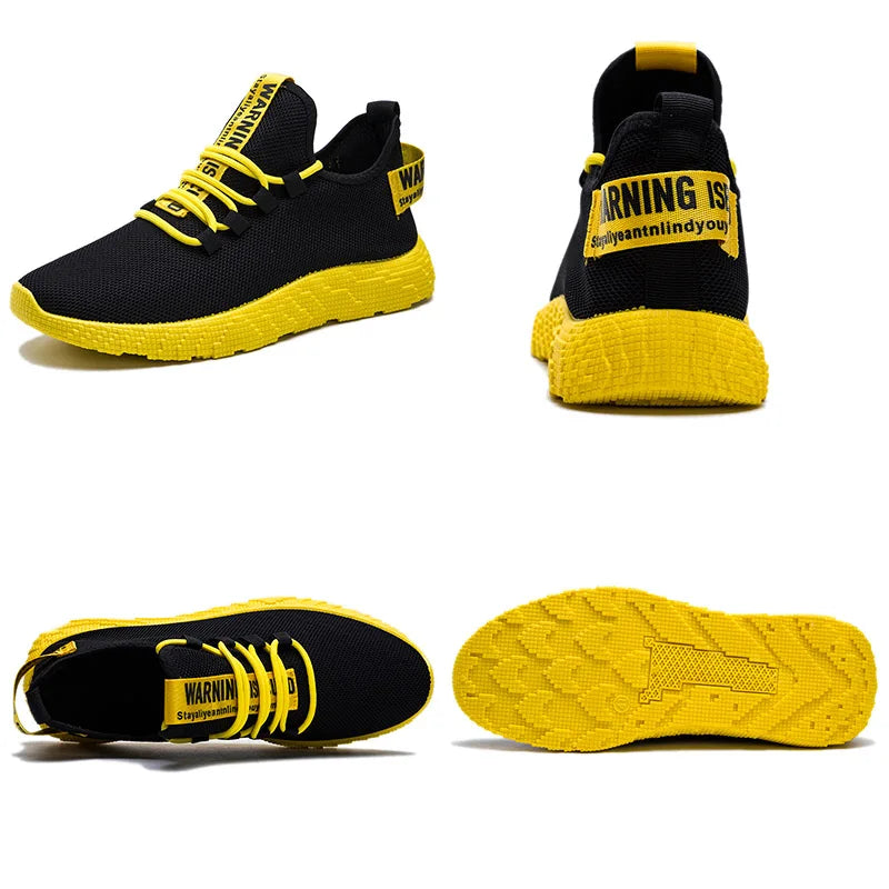 Scarpa sportiva primavera/estate da uomo, traspirante, morbida e resistente. Misura dal 39 al 47, disponibile rossa, gialla e nera.