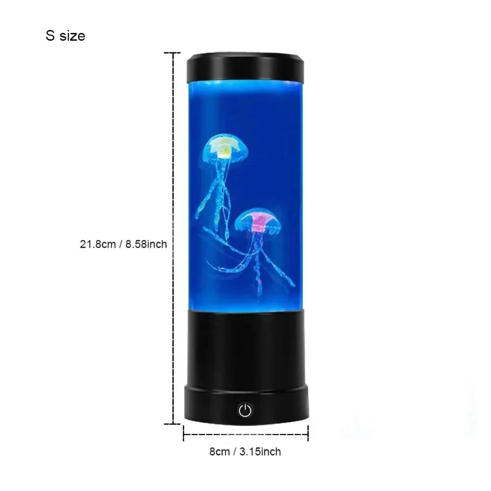 Lampada led notturna per la decorazione della camera da letto a forma di acquario con meduse.