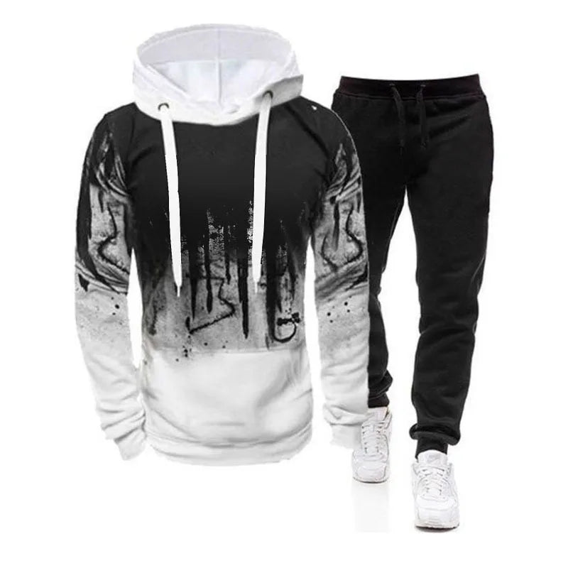 Tuta sportiva autunno/inverno, completo maglia con cappuccio e pantaloni, colori a scelta.