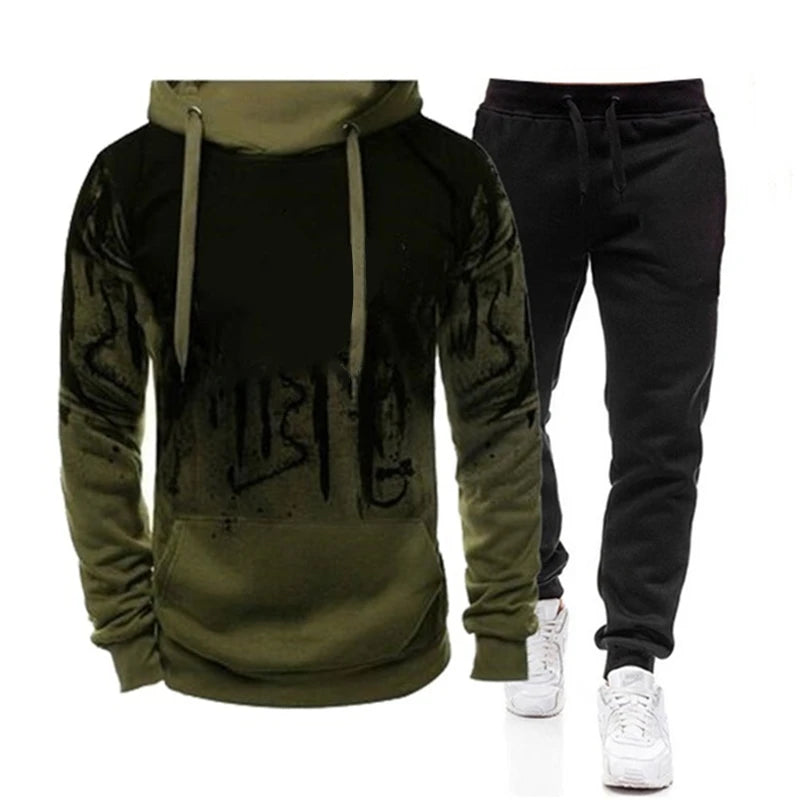 Tuta sportiva autunno/inverno, completo maglia con cappuccio e pantaloni, colori a scelta.