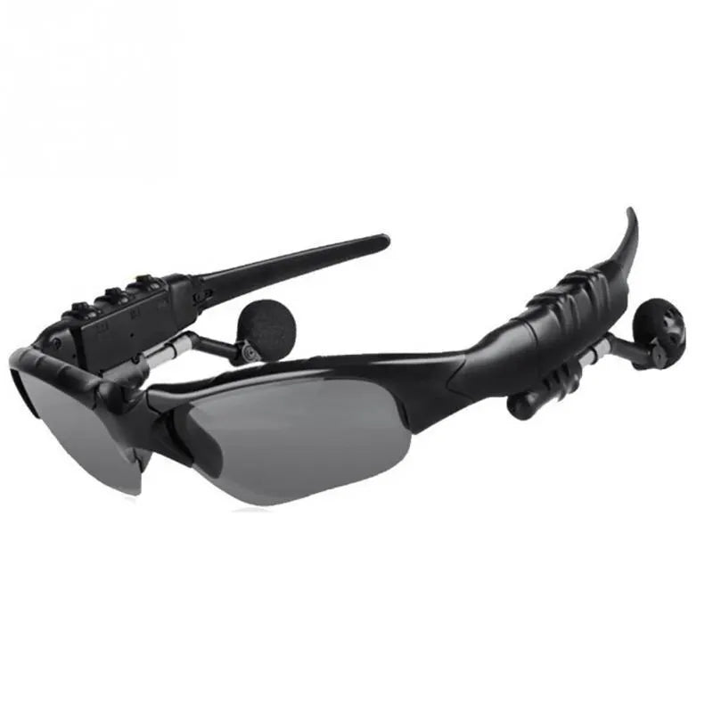 Occhiali con cuffie stereo antirumore, wireless con microfono. Da sole, per guida, ciclismo, sport.