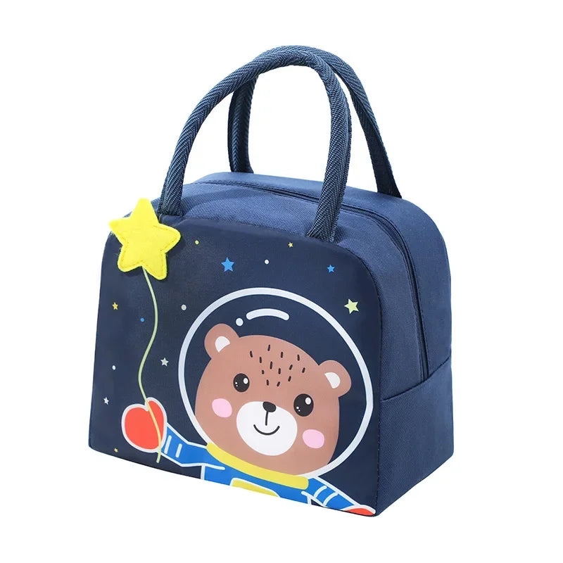 Borsa termica isolante porta vivande per bambini con immagini simpatici animali. Figure e colori a scelta.